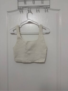 Babaton Ribbed Square-Neck Crop Tank - Cream